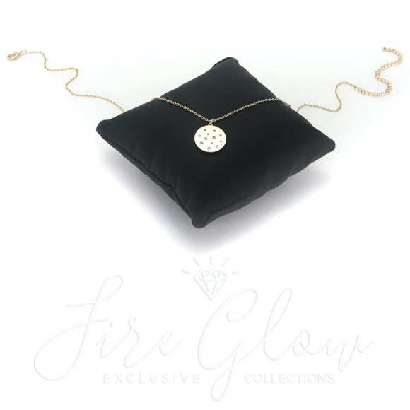 Gold Studded Disc Pendant Necklace - Picture 7 of 8